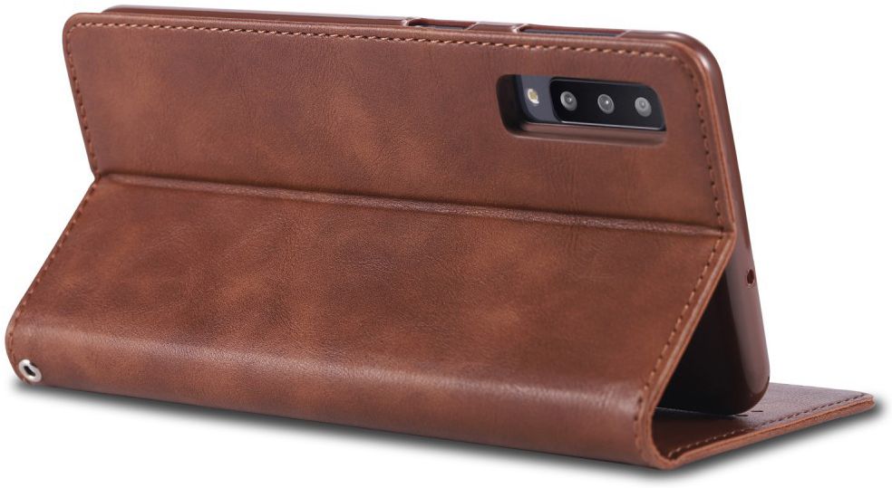 AZNS Samsung Galaxy A70 Portemonnee Stand Hoesje Coffee afbeelding 4