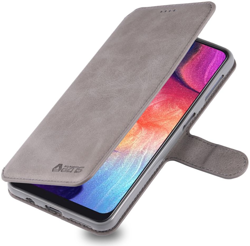 AZNS Samsung Galaxy A70 Wallet Stand Hoesje Grijs afbeelding 1