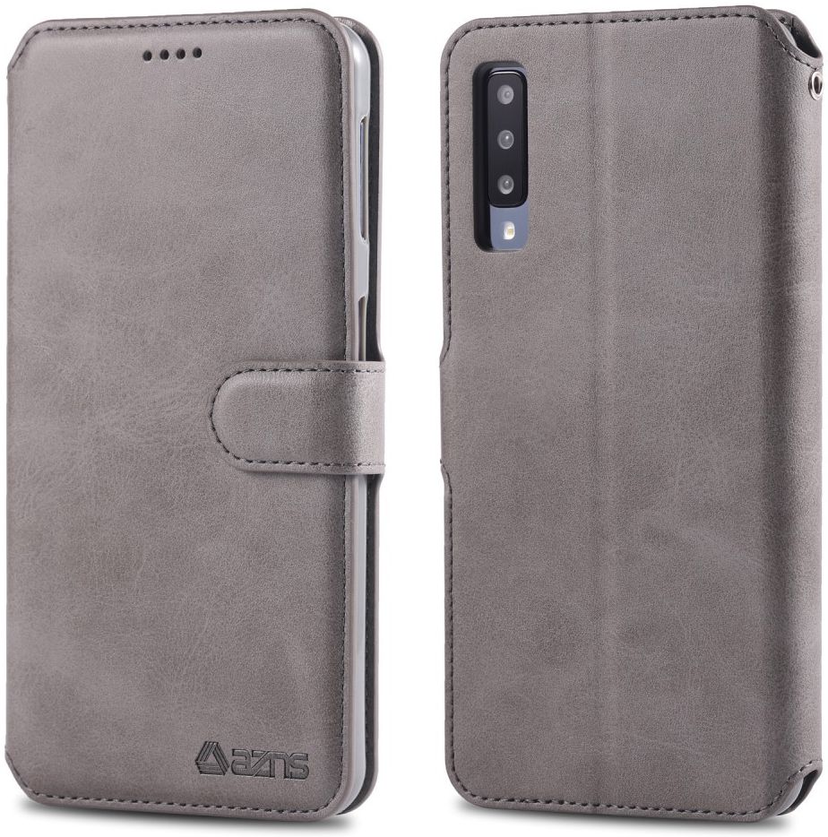 AZNS Samsung Galaxy A70 Wallet Stand Hoesje Grijs afbeelding 2