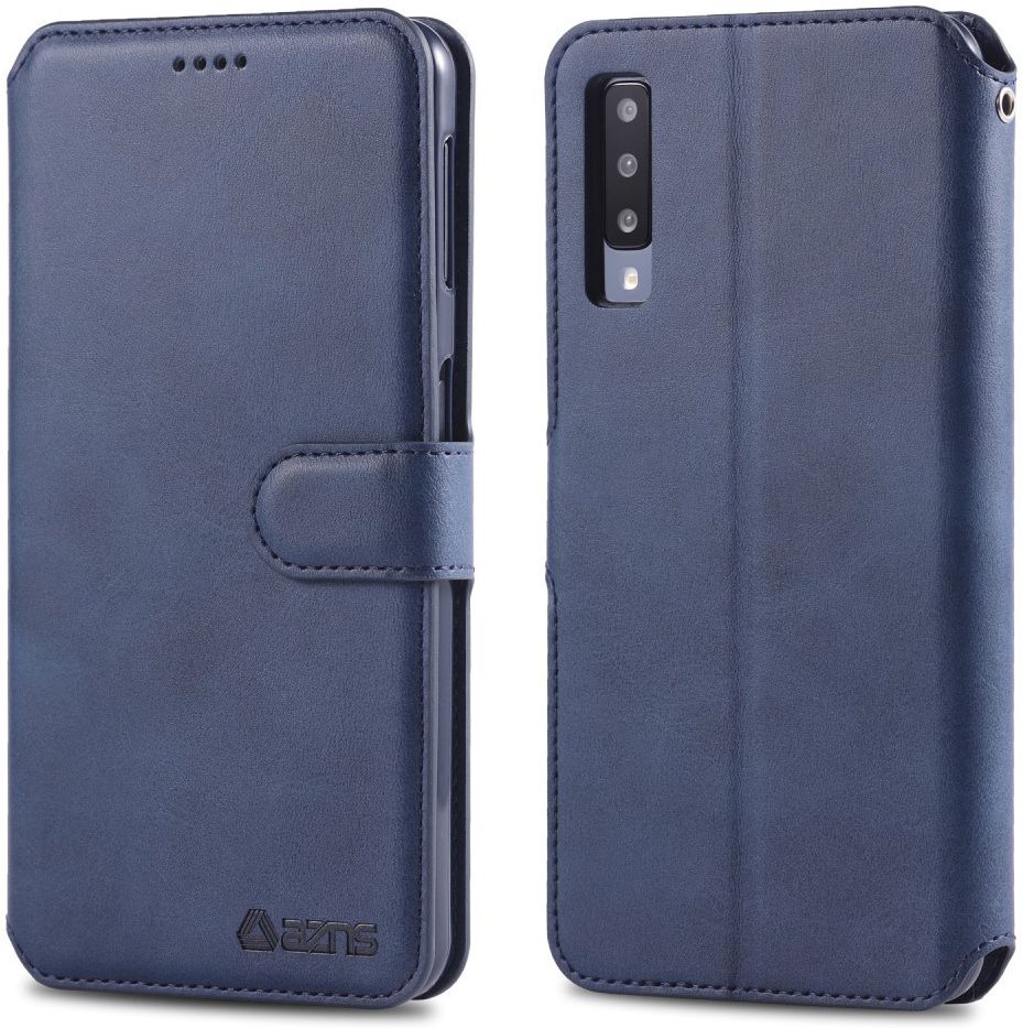AZNS Samsung Galaxy A70 Wallet Stand Hoesje Blauw afbeelding 4