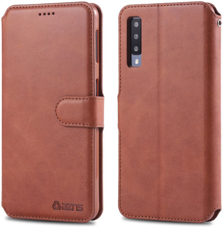 AZNS Samsung Galaxy A70 Wallet Stand Hoesje Bruin afbeelding 3