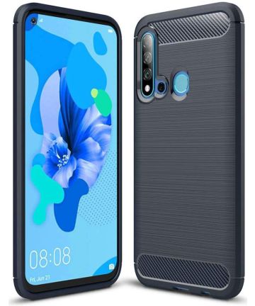 Huawei P20 Lite (2019) Geborsteld TPU Hoesje Blauw Hoesjes