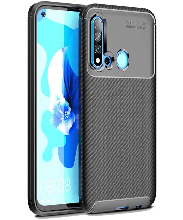 Huawei P20 Lite (2019) Siliconen Carbon Hoesje Zwart Hoesjes
