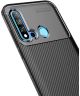 Huawei P20 Lite (2019) Siliconen Carbon Hoesje Zwart