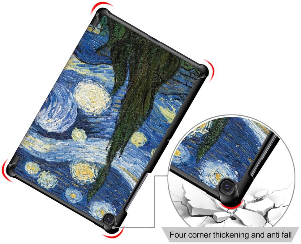 Samsung Galaxy Tab S5e Hoes Tri-Fold met Starry Night Print afbeelding 5