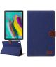 Samsung Galaxy Tab S5e Jeans Portemonnee Hoes Donker Blauw