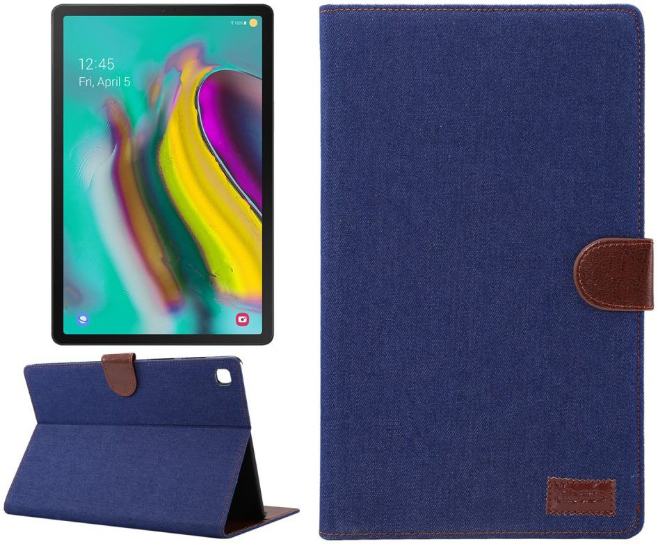 Samsung Galaxy Tab S5e Jeans Portemonnee Hoes Donker Blauw afbeelding 7