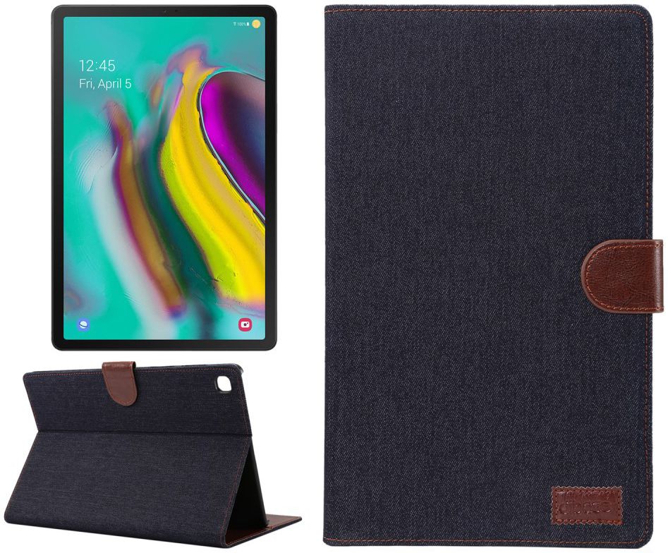 Samsung Galaxy Tab S5e Jeans Portemonnee Hoes Zwart afbeelding 7