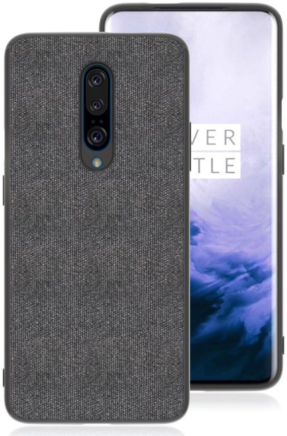 OnePlus 7 Pro Hoesje met Kunstleer Coating Zwart afbeelding 1