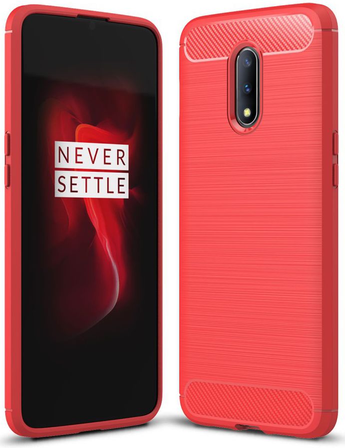 OnePlus 7 Geborsteld TPU Hoesje Rood afbeelding 1