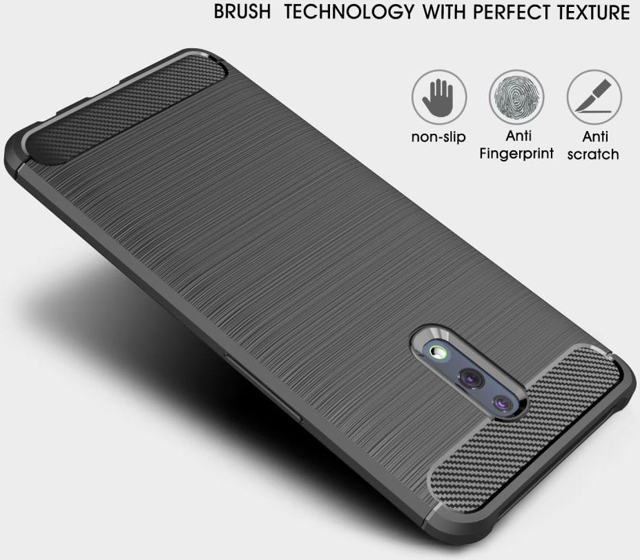 Oppo Reno Geborsteld TPU Hoesje Zwart afbeelding 4