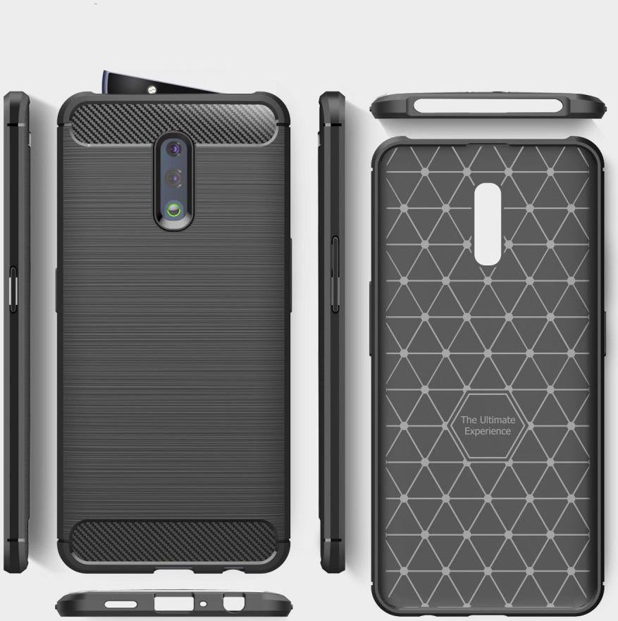 Oppo Reno Geborsteld TPU Hoesje Zwart afbeelding 10