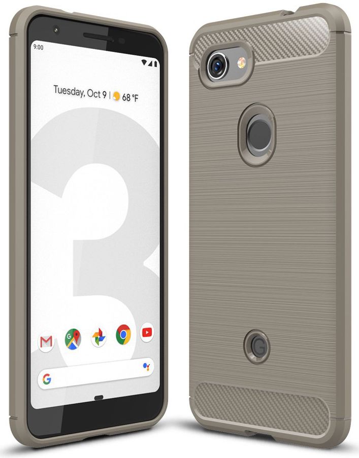Google Pixel 3A Geborsteld TPU Hoesje Grijs afbeelding 1