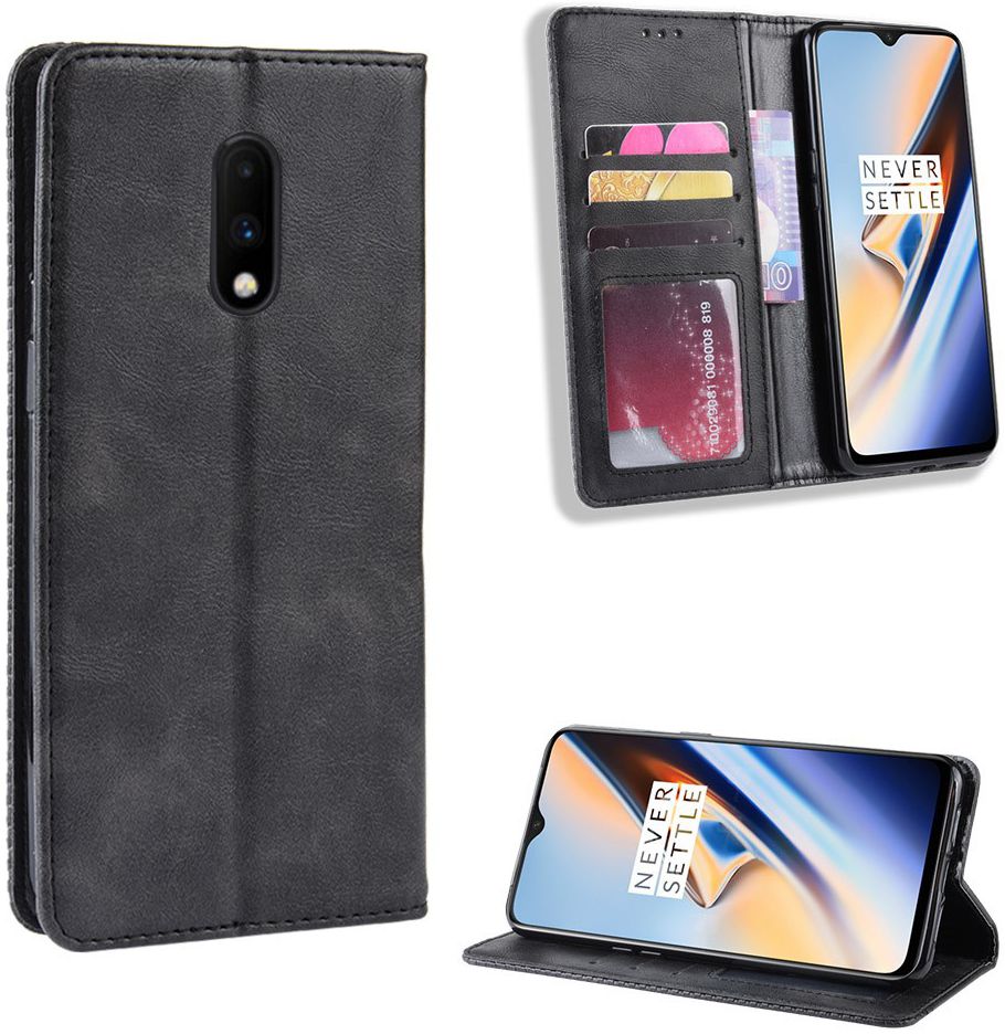 OnePlus 7 Vintage Portemonnee Hoesje Zwart afbeelding 6