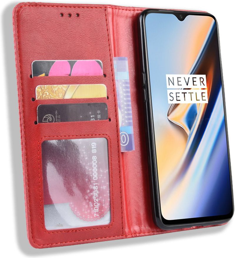 OnePlus 7 Vintage Portemonnee Hoesje Rood afbeelding 2