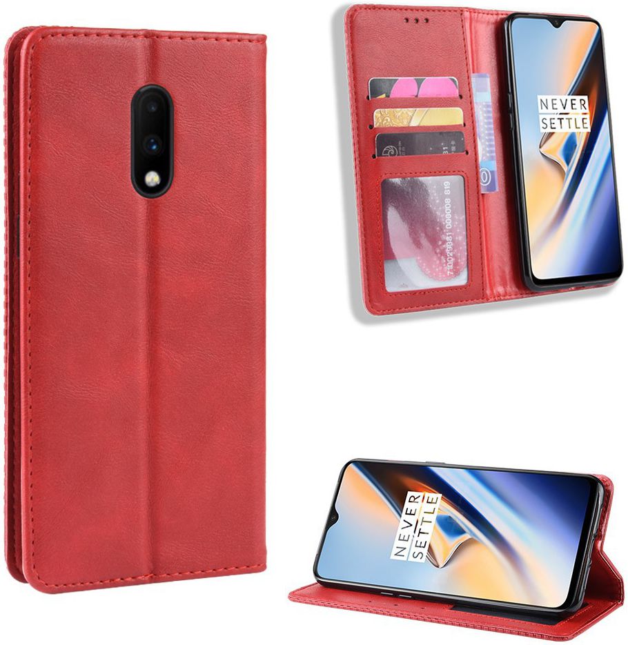 OnePlus 7 Vintage Portemonnee Hoesje Rood afbeelding 6