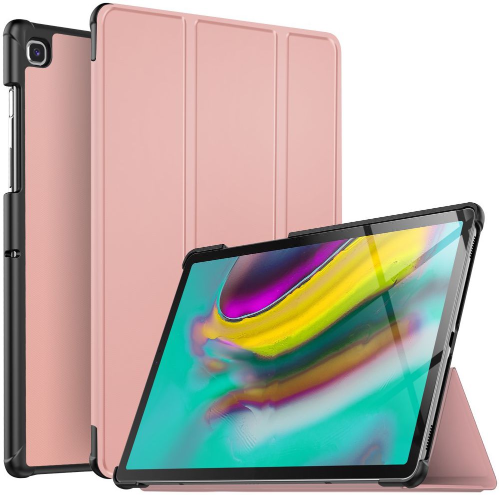 Samsung Galaxy Tab S5e Tri-Fold Hoesje Roze Goud afbeelding 1