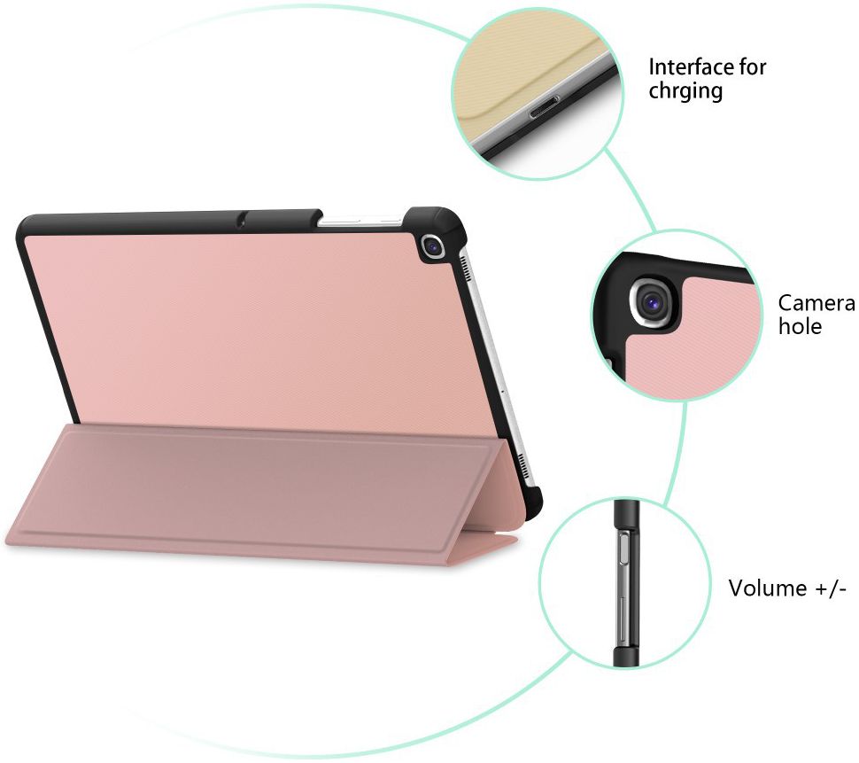 Samsung Galaxy Tab S5e Tri-Fold Hoesje Roze Goud afbeelding 5