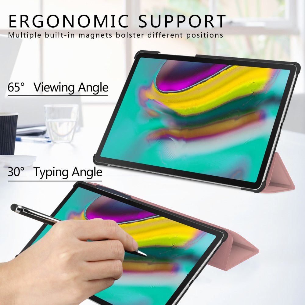 Samsung Galaxy Tab S5e Tri-Fold Hoesje Roze Goud afbeelding 6