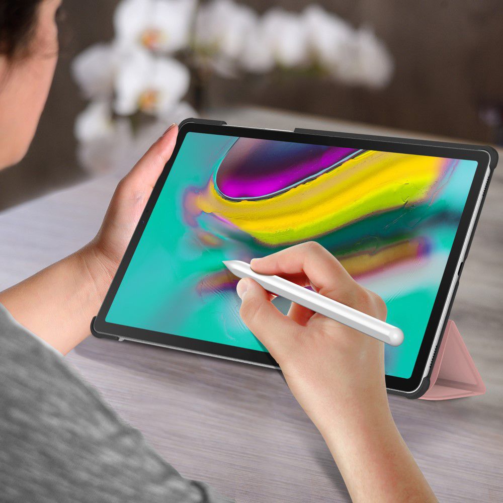 Samsung Galaxy Tab S5e Tri-Fold Hoesje Roze Goud afbeelding 7