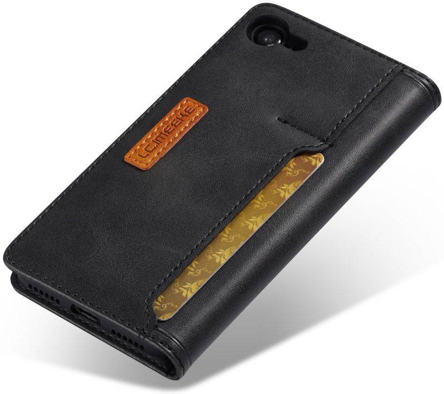 iPhone SE (2020/2022)/8/7 Hoesje Retro Portemonnee Book Case Zwart afbeelding 2