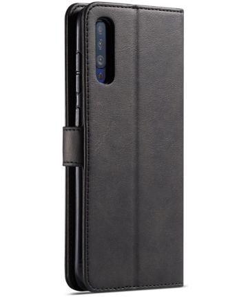 Samsung Galaxy A50 Book Case Hoesje Stijlvol Wallet Kunst Leer Zwart Hoesjes