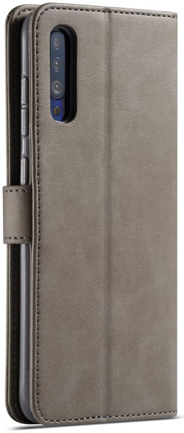 Samsung Galaxy A50 Book Case Hoesje Stijlvol Wallet Kunst Leer Grijs afbeelding 1