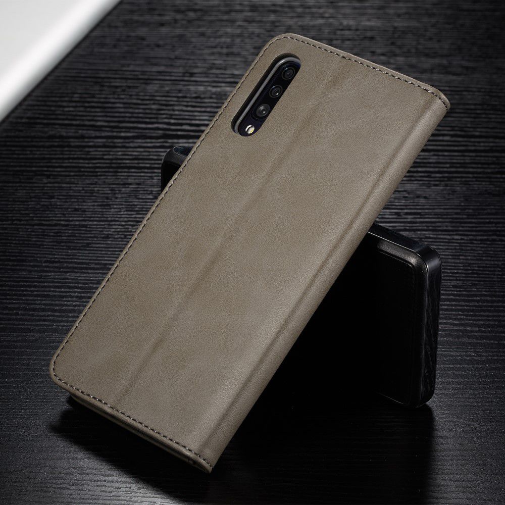 Samsung Galaxy A50 Book Case Hoesje Stijlvol Wallet Kunst Leer Grijs afbeelding 6