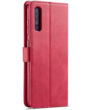 Samsung Galaxy A50 Book Case Hoesje Stijlvol Wallet Kunst Leer Rood Hoesjes