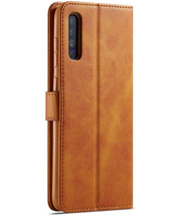 Samsung Galaxy A50 Book Case Hoesje Stijlvol Wallet Kunst Leer Khaki Hoesjes