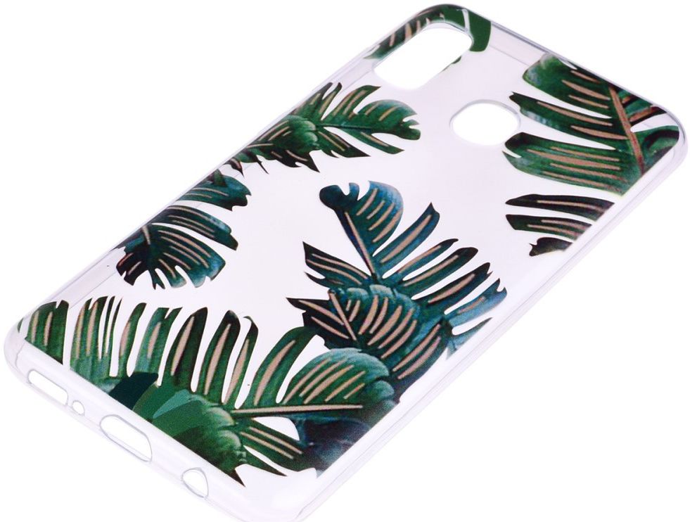 Samsung Galaxy A20e TPU Hoesje met Bladeren Print afbeelding 2