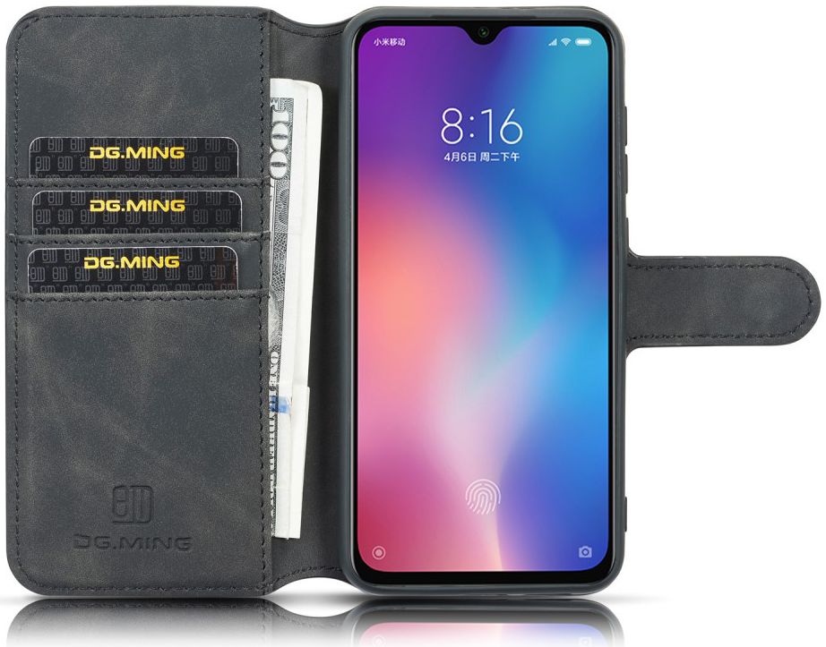 Xiaomi Mi 9 SE Retro Portemonnee Hoesje Zwart afbeelding 2