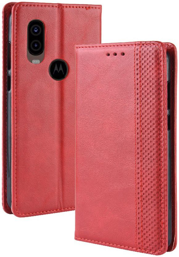 Motorola One Vision Portemonnee Hoesje met Standaard Functie Rood afbeelding 2