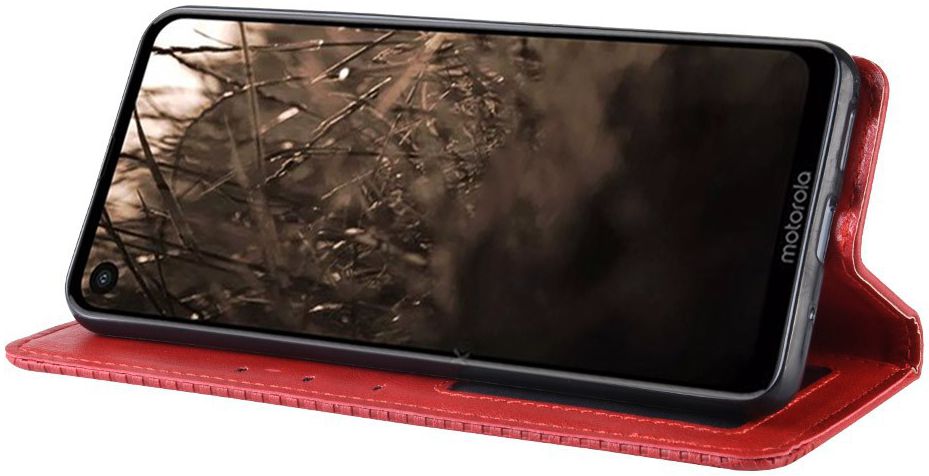 Motorola One Vision Portemonnee Hoesje met Standaard Functie Rood afbeelding 3