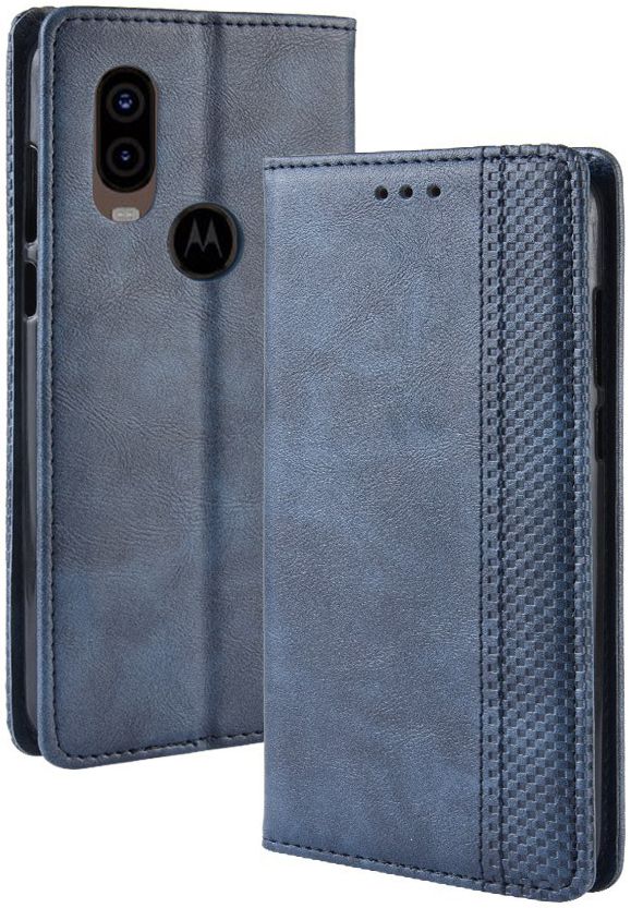 Motorola One Vision Portemonnee Hoesje met Standaard Functie Blauw afbeelding 2