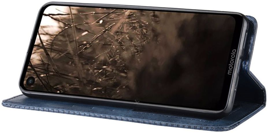 Motorola One Vision Portemonnee Hoesje met Standaard Functie Blauw afbeelding 3