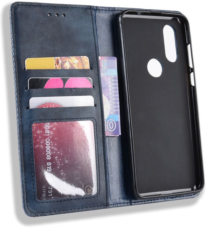 Motorola One Vision Portemonnee Hoesje met Standaard Functie Blauw afbeelding 6