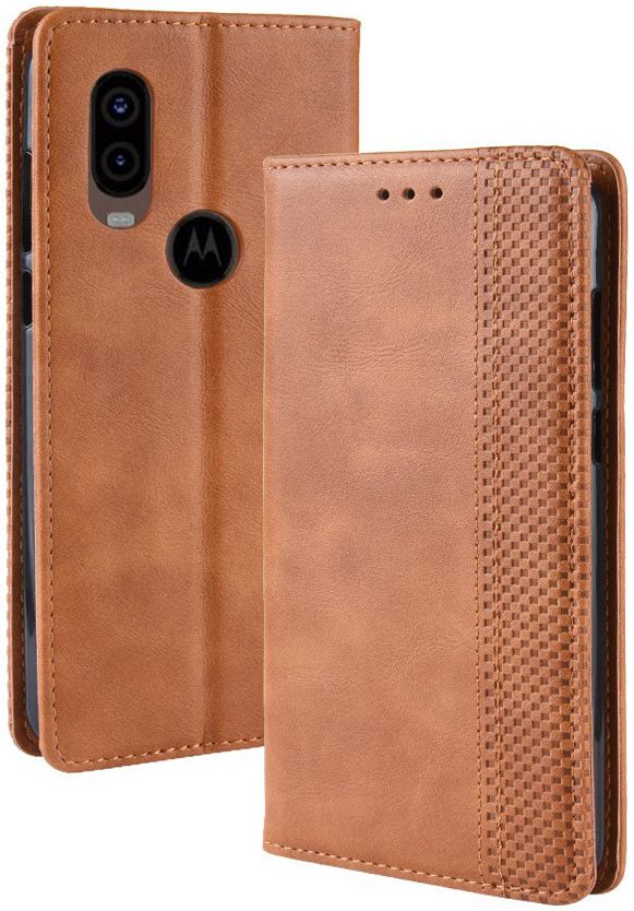 Motorola One Vision Portemonnee Hoesje met Standaard Functie Bruin afbeelding 2