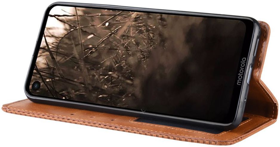 Motorola One Vision Portemonnee Hoesje met Standaard Functie Bruin afbeelding 3