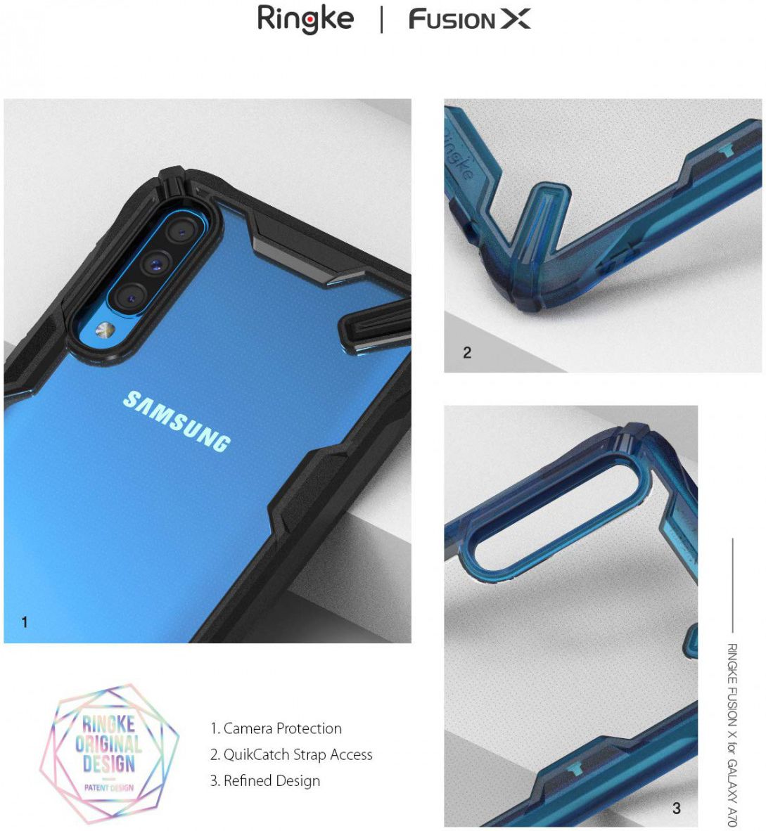 Ringke Fusion X Samsung Galaxy A70 Hoesje Blauw afbeelding 4