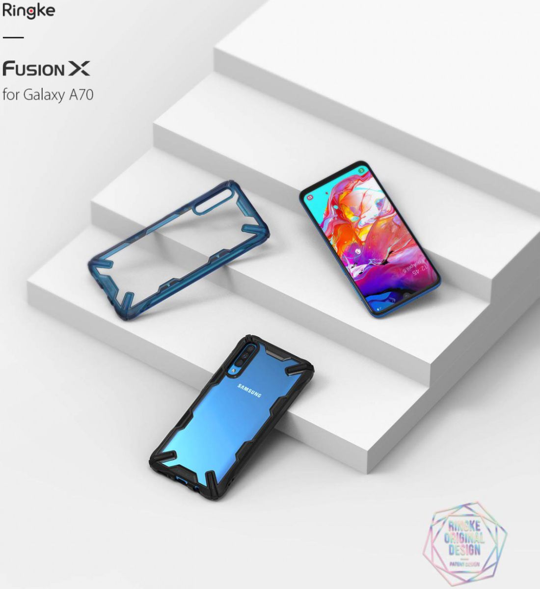 Ringke Fusion X Samsung Galaxy A70 Hoesje Blauw afbeelding 7