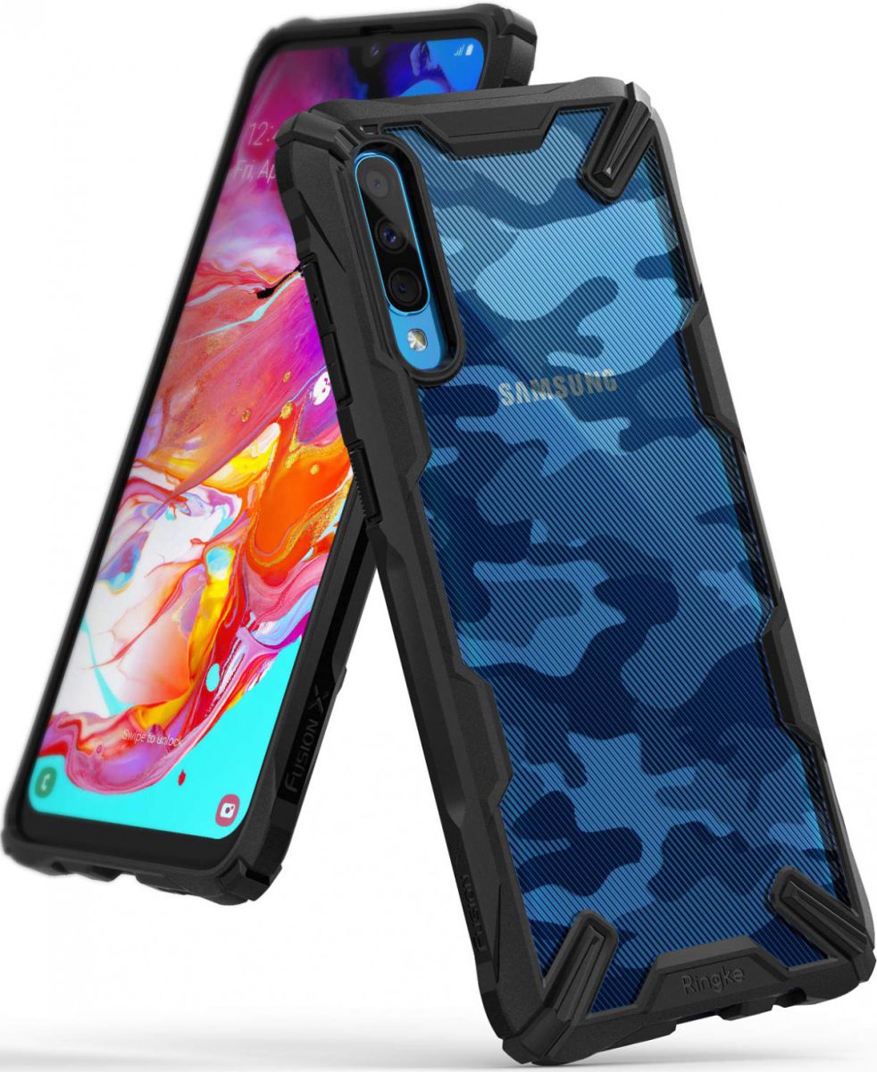 Ringke Fusion X Samsung Galaxy A70 Hoesje Camo Zwart afbeelding 1
