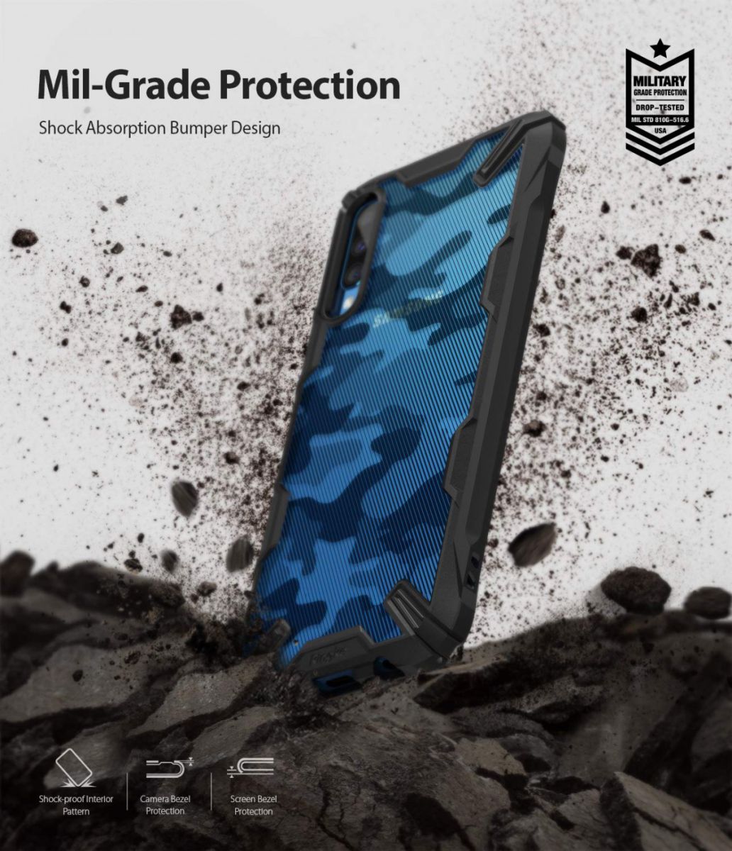 Ringke Fusion X Samsung Galaxy A70 Hoesje Camo Zwart afbeelding 2