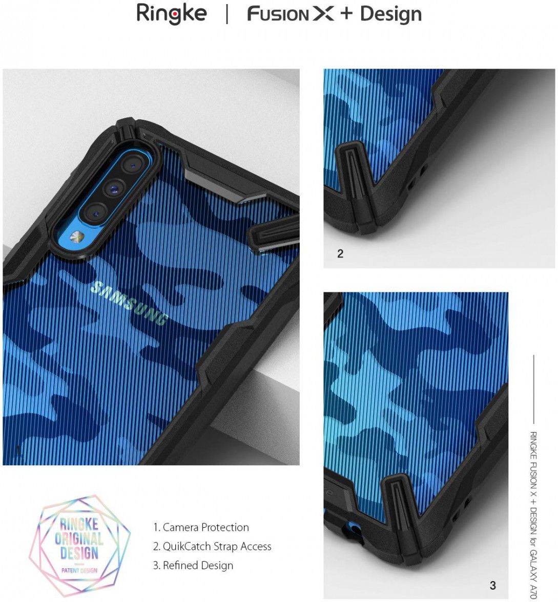 Ringke Fusion X Samsung Galaxy A70 Hoesje Camo Zwart afbeelding 4