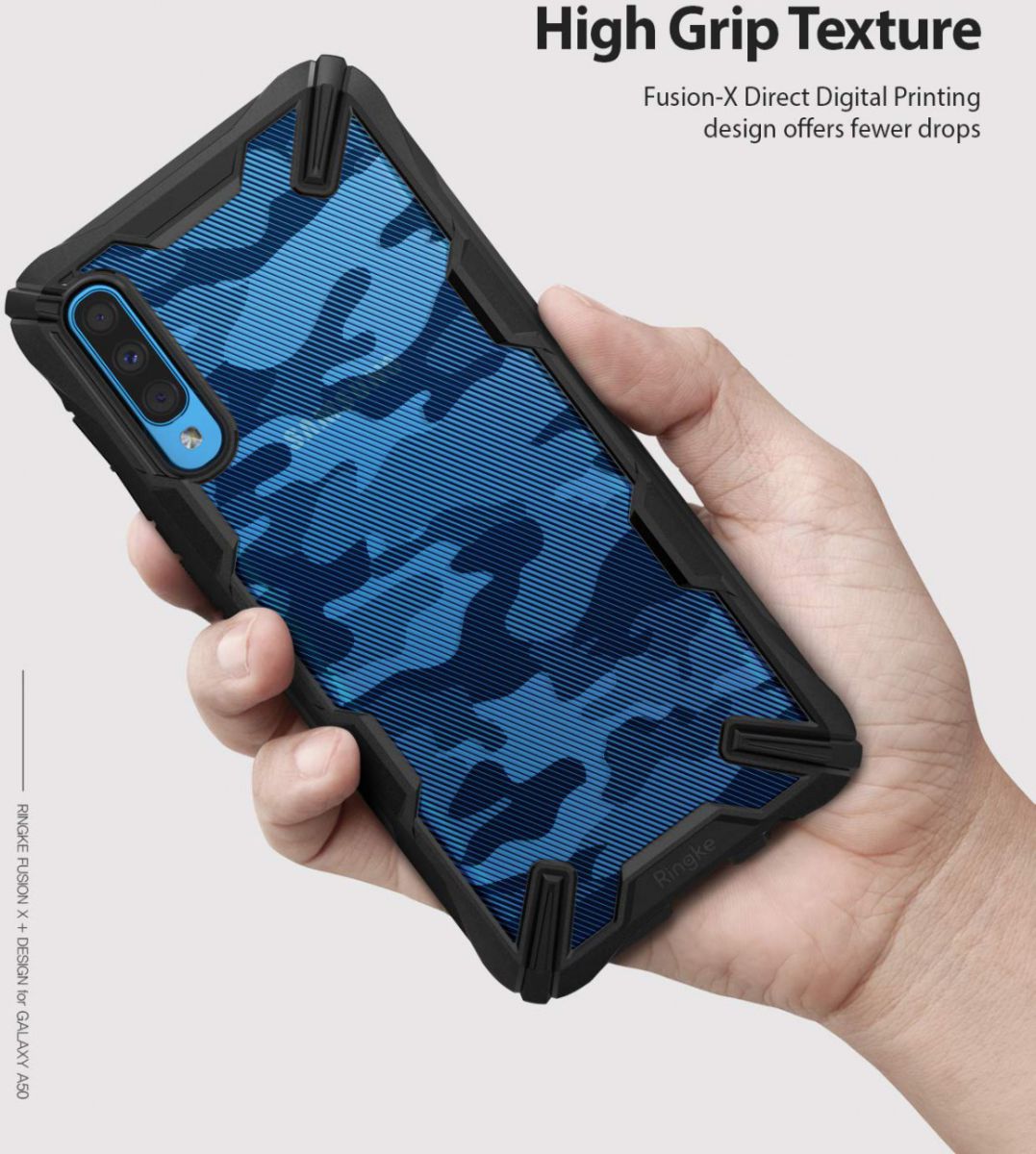 Ringke Fusion X Samsung Galaxy A70 Hoesje Camo Zwart afbeelding 5