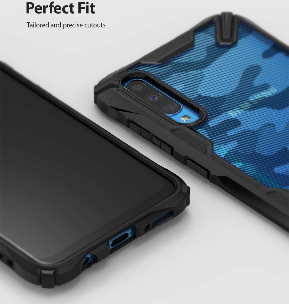 Ringke Fusion X Samsung Galaxy A70 Hoesje Camo Zwart afbeelding 6