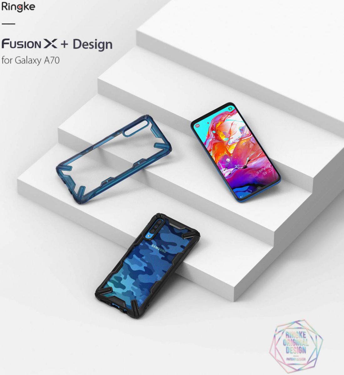 Ringke Fusion X Samsung Galaxy A70 Hoesje Camo Zwart afbeelding 8