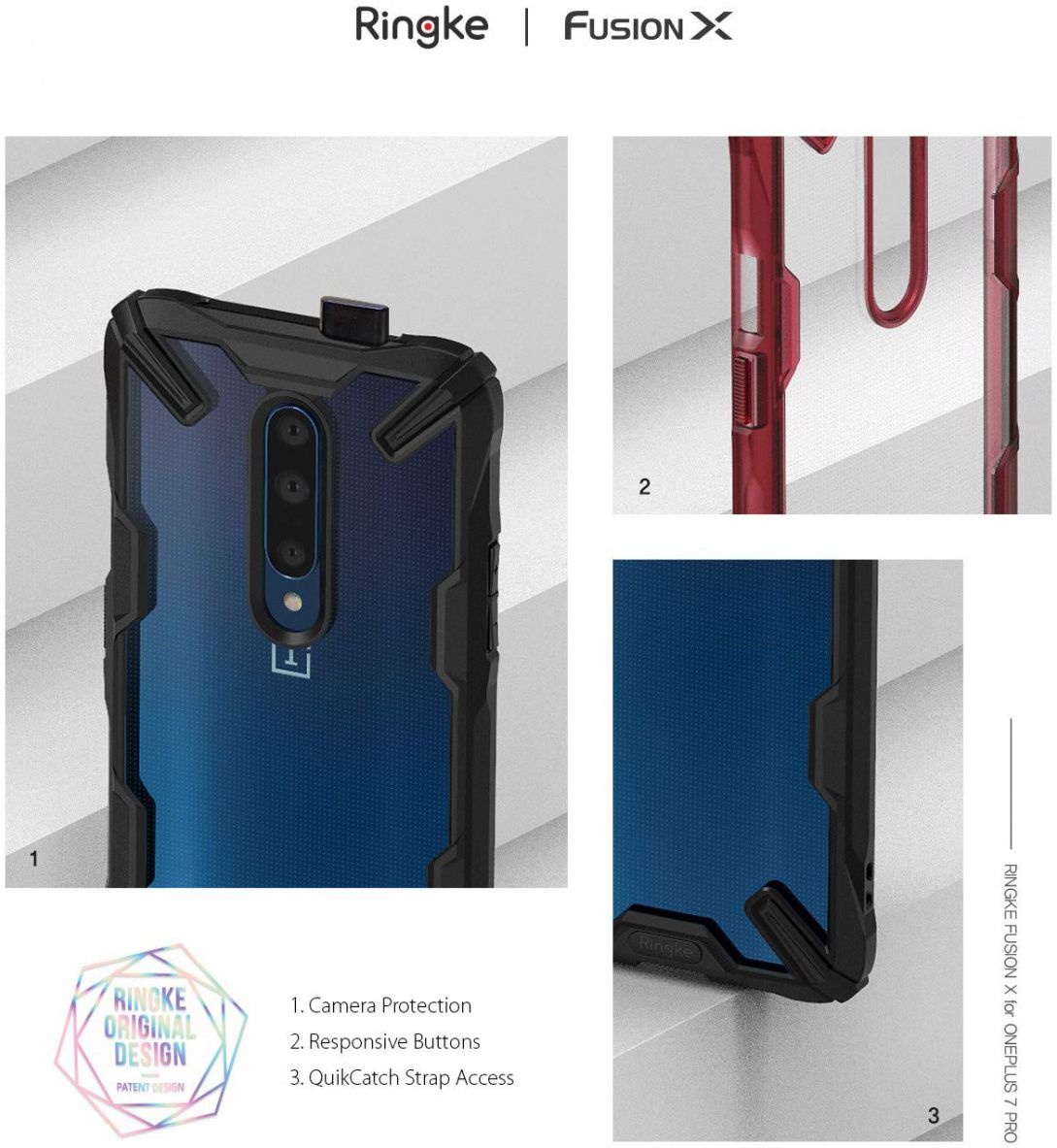 Ringke Fusion X OnePlus 7 Back Cover Hoesje Zwart afbeelding 2