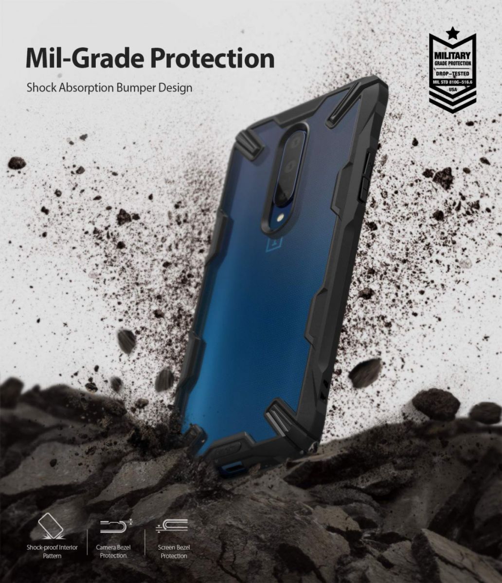 Ringke Fusion X OnePlus 7 Back Cover Hoesje Zwart afbeelding 5