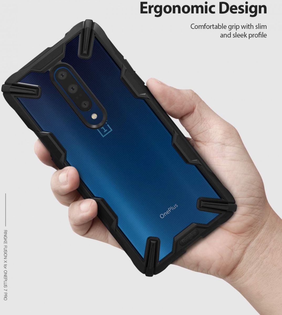 Ringke Fusion X OnePlus 7 Back Cover Hoesje Zwart afbeelding 6